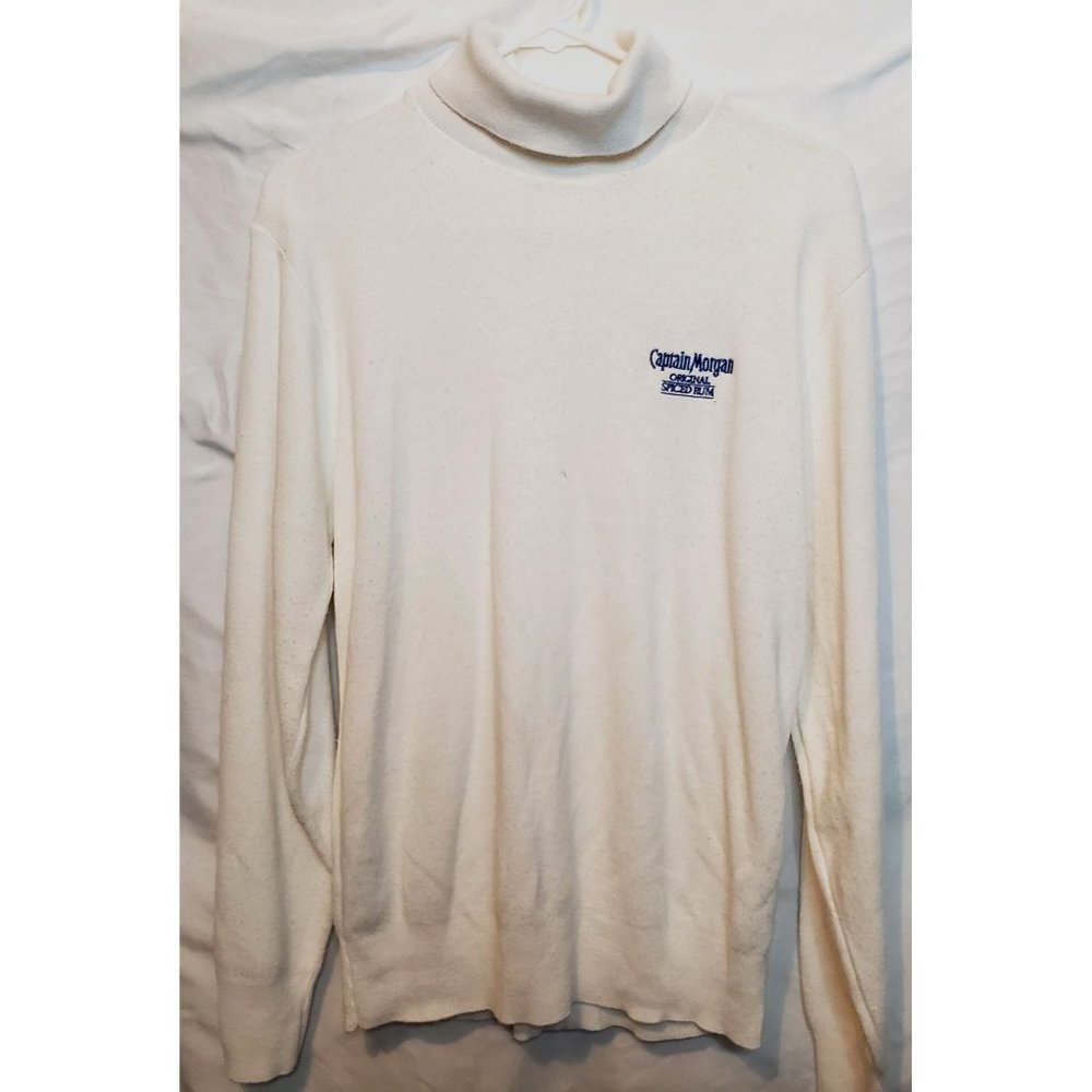 Vintage Captain Morgan Turtleneck Sweater Original Spiced Rum Acrylic Made USA